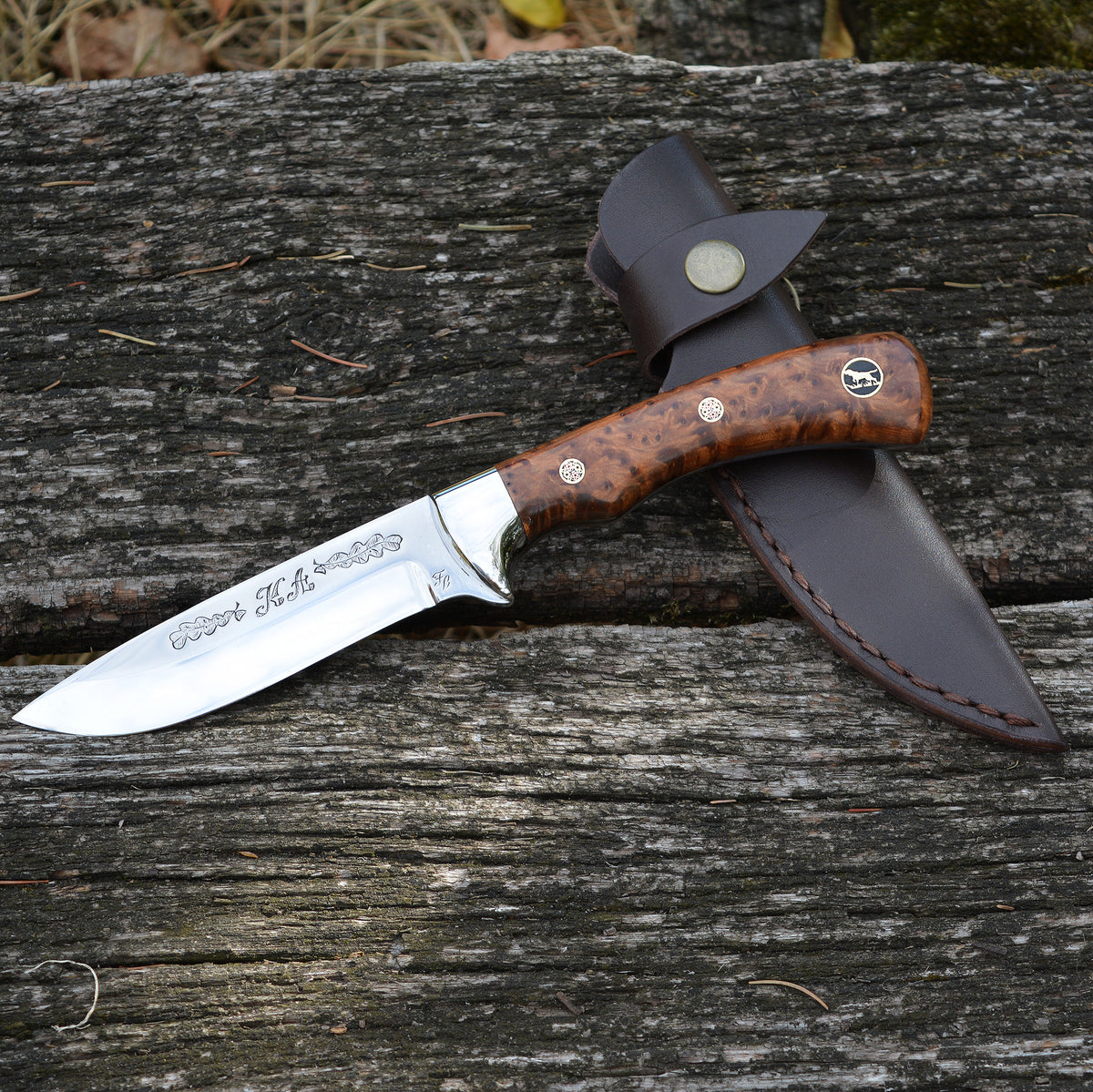 Bertalan Farkas model 09 hunting knife with leather sheath
