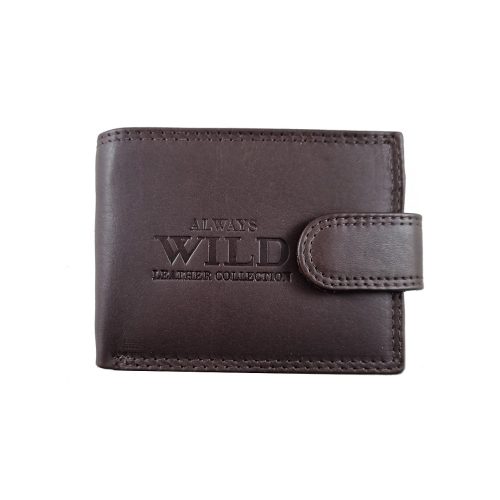 Férfi bőr pénztárca Always Wild kisméretű minimalista csatos barna