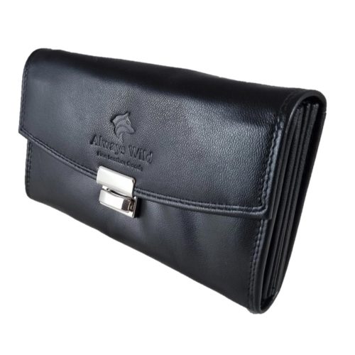 Brifkó bőr pénztárca pincér Always Wild csatos kártyatartós professzionális fekete