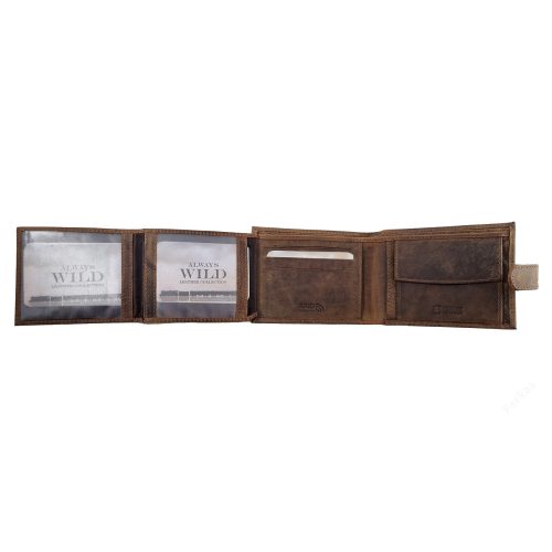 Férfi bőr pénztárca Always Wild csatos barna RFID védelemmel kihajtható kártyatartóval
