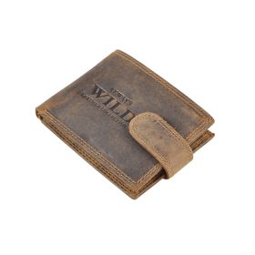   Bőr kártyatartó igazolványtartó Always Wild csatos fekvő világos barna