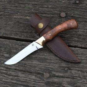   Vadászkés Farkas Bertalan modell 02 bőr tokkal gyöngyöző tuja nyéllel