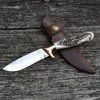 Vadászkés Farkas Bertalan modell 03 bőr tokkal agancs nyéllel