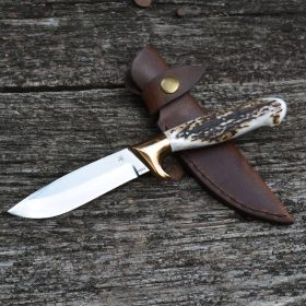   Vadászkés Farkas Bertalan modell 03 bőr tokkal agancs nyéllel