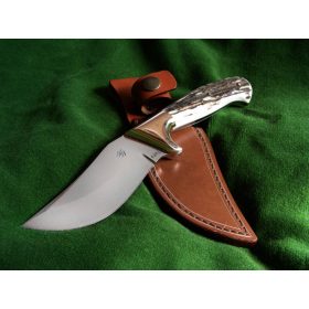   Vadászkés Farkas Bertalan modell 05 bőr tokkal agancs nyéllel
