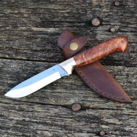   Vadászkés Farkas Bertalan modell 08 bőr tokkal gyöngyöző tuja nyéllel