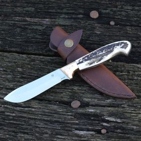   Vadászkés Farkas Bertalan modell 10 bőr tokkal agancs nyéllel