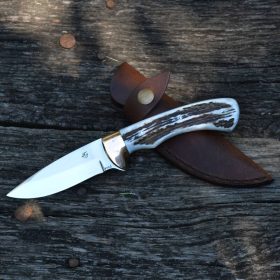   Vadászkés Farkas Bertalan modell 11 bőr tokkal agancs nyéllel