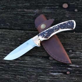   Vadászkés Farkas Bertalan modell 12 bőr tokkal agancs nyéllel